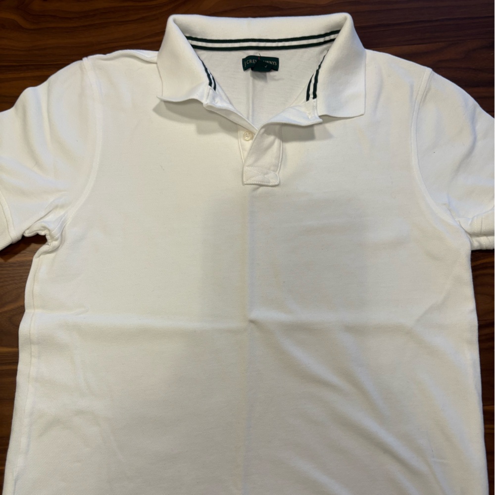 J. Crew “Always” pique cotton polo shirt with green trim. Size small